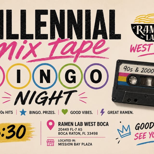 Millennial Mix Tape Bingo Night at Ramen Lab West Boca